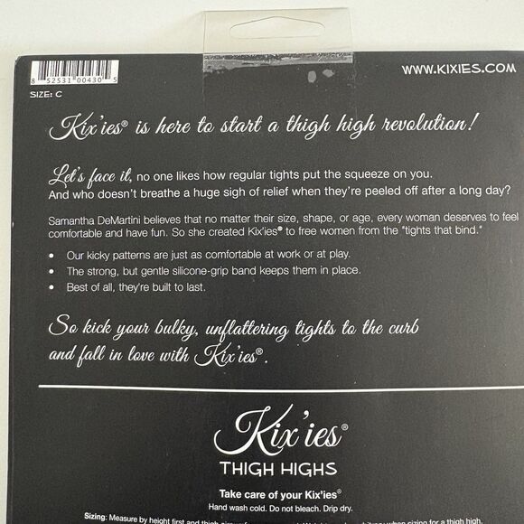 Kixies Sheer White Polka Dot Thigh Highs Stockings Tights No Slip Grip Size C - Picture 8 of 8